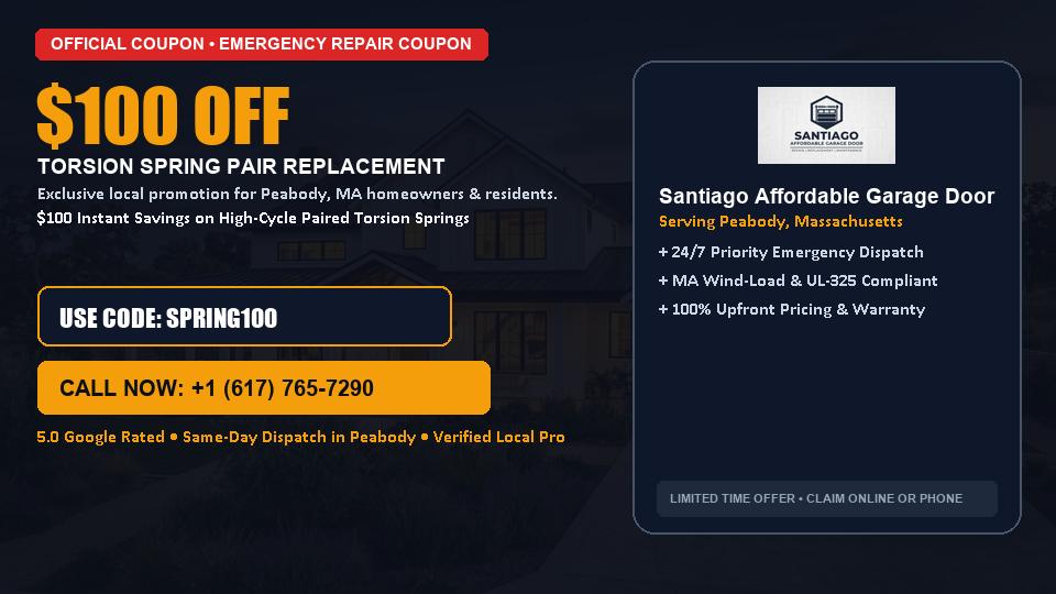 Santiago Affordable Garage Door $100 OFF Dual Torsion Spring Replacement